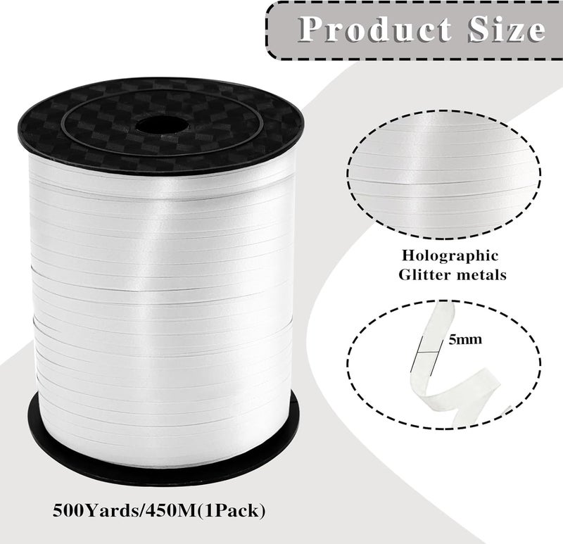 weizedm 500 Yard Premium White Curling Ribbon,White Curling Ribbon,Curling Ribbon for Gift Wrapping, Balloon String,Balloon Ribbon, Gift Ribbon for Baby Shower，for Gift Wrapping, Party Decoration - Image 2